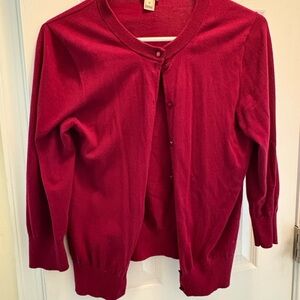 J. Crew Maroon Cardigan Sweater Knit Ribbed